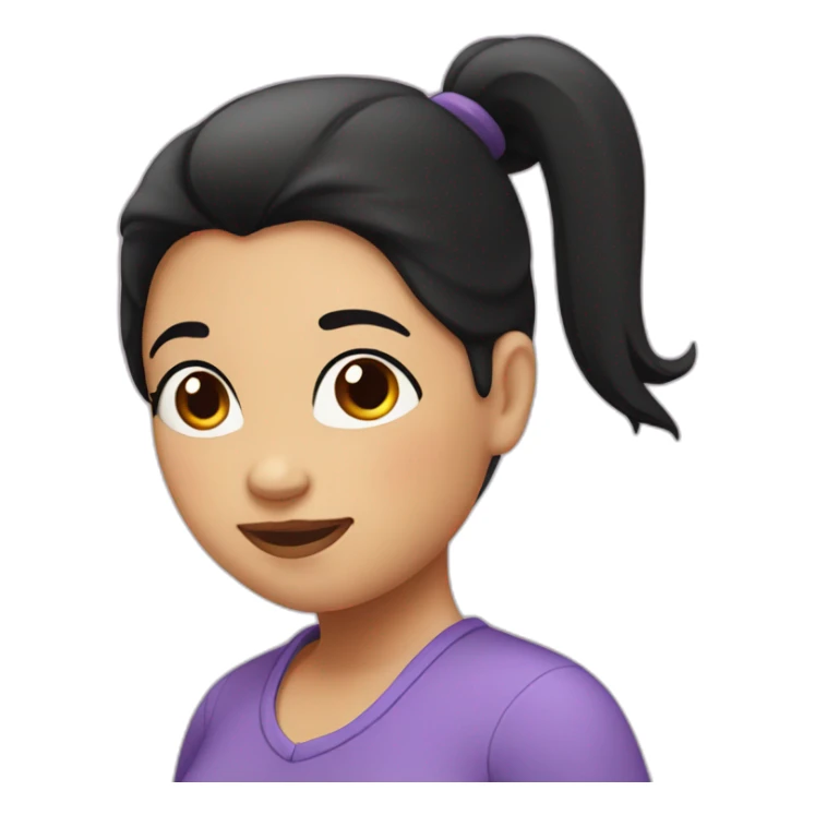 A fat woman with black hair, With a ponytail, Happy  sticker