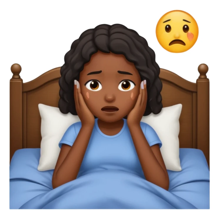 Black girl in the bed by herself crying sticker