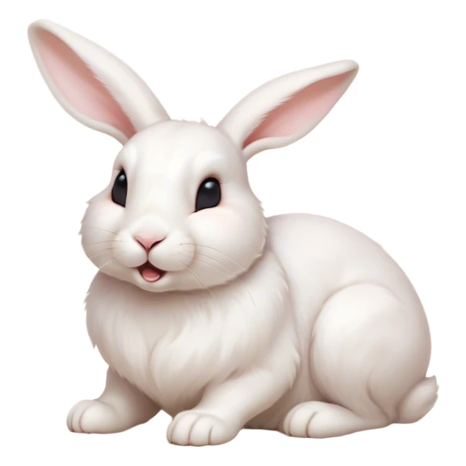 Cinematic Cute Yawning White Rabbit Portrait Emoji, Head tilted slightly with a dramatic, wide-open yawn, showcasing a smooth, silky white fur with floppy ears, round dark eyes barely open in drowsy contentment, Simplified yet irresistibly adorable features, highly detailed, glowing with a soft, cozy glow, high shine, relaxed yet expressive, stylized with a touch of whimsy, bright and endearing, soft glowing outline, capturing the essence of a sleepy yet affectionate bunny, so drowsy it feels like it could stretch out of the screen and curl up for a nap! sticker