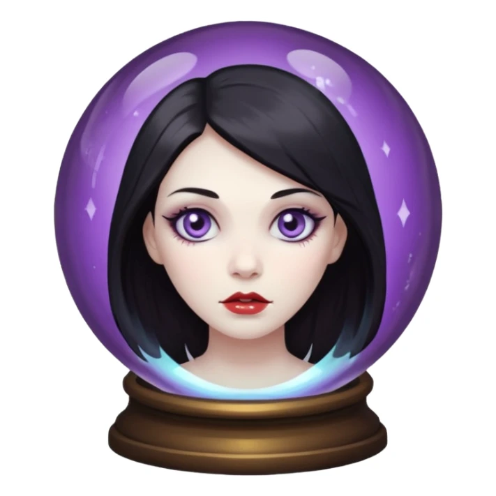 A Ghoulish Lady's head in a crystal ball sticker