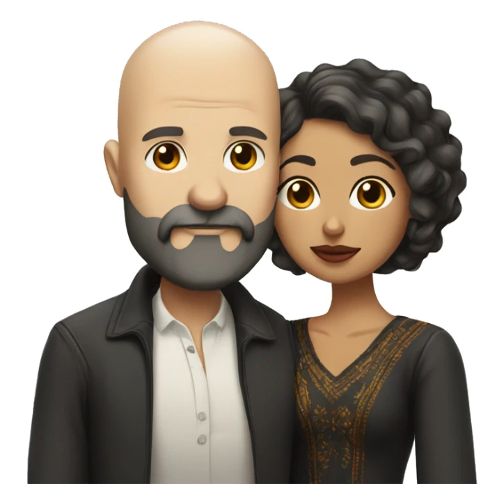 White bald man with dark beard kissing short Mexican woman with long dark wavy hair sticker
