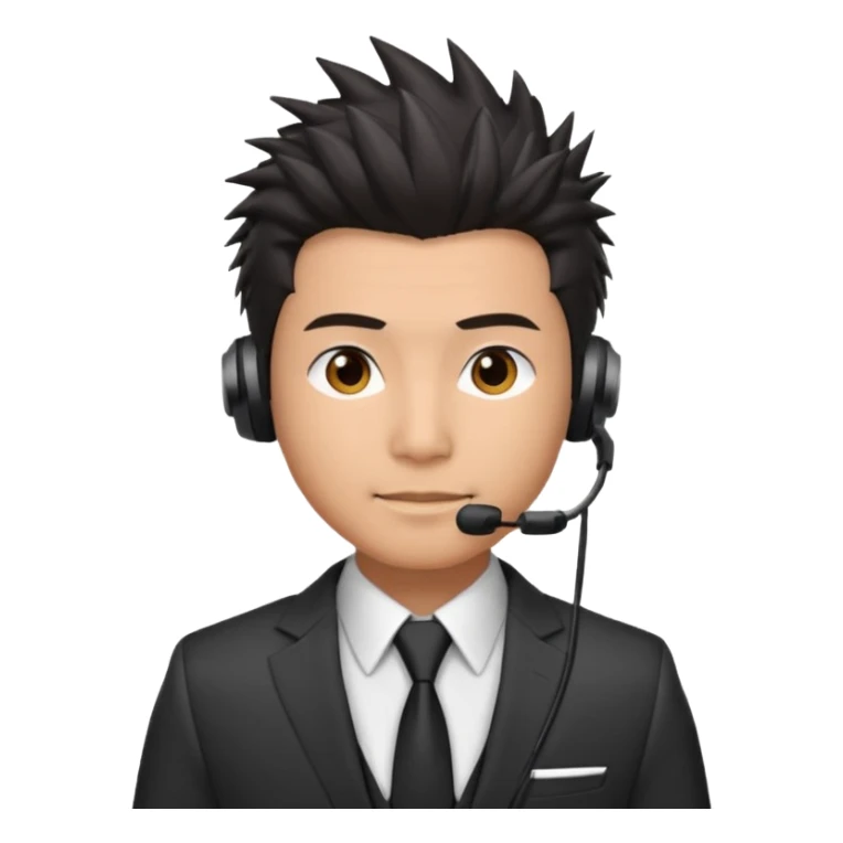 asian man headset suit face only spikey hair in front dark hair  sticker