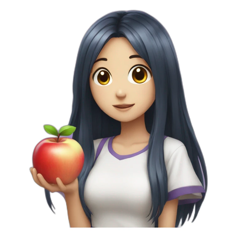 Anime girl with apple sticker