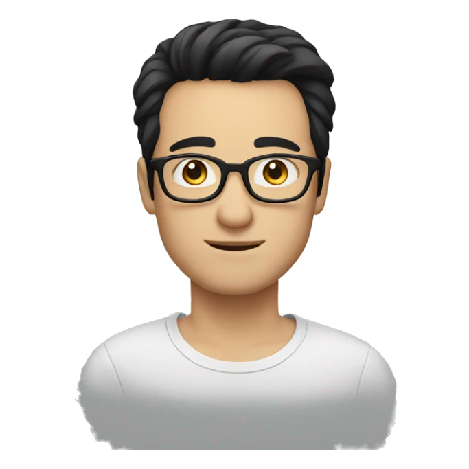 man in glasses black hair, white skin, european sticker