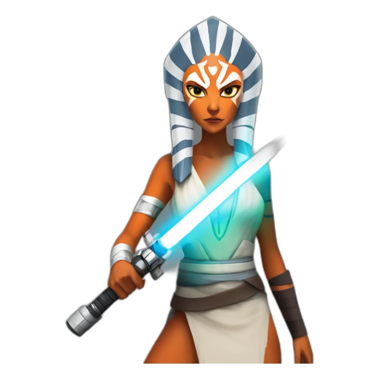 Hot Ahsoka Tano (full body, horns) white lightsaber sticker