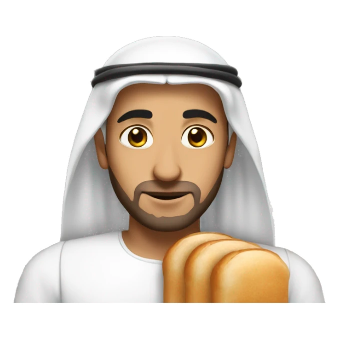 arab guy with a white turbant and bread, also add some towers at the background sticker