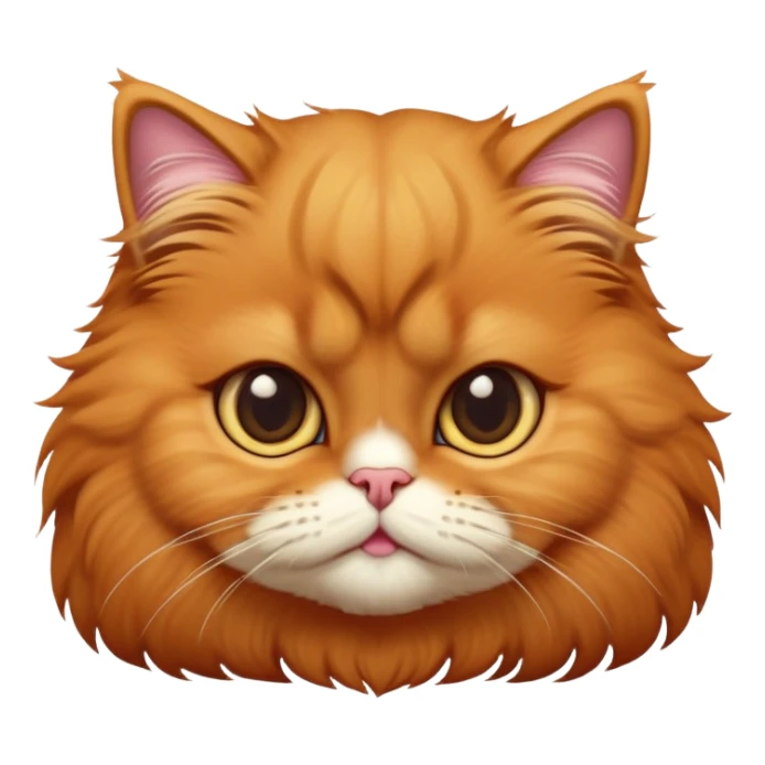 cinematic-adorable-big-eyed-fluffy-solid ginger-persian-cat-portrait-emoji,-head-tilted-playfully-with-a-sweet-expression,-fluffy-ginger-fur,-simplified-yet-irresistibly-cute-features-with-large,-expr sticker