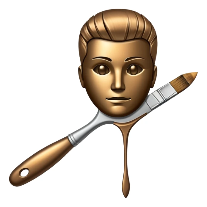 A paintbrush that transforms into a human metal silhouette, symbol of artistic identity sticker