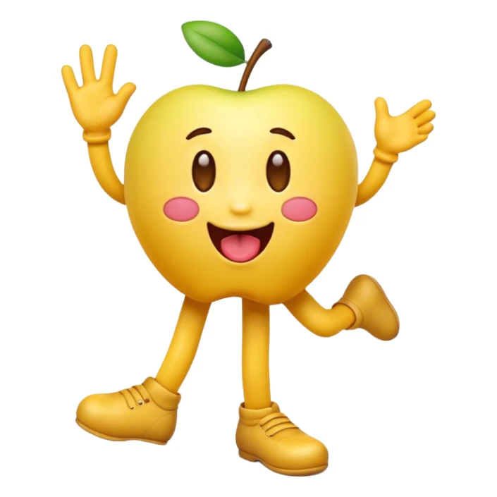 A playful yellow emoji character in official Apple iOS emoji style: smooth gradients, glossy lighting, rounded soft edges, simple facial features, high-resolution 3D-rendered look. The emoji is holding a raised leg and making a silly tongue-out expression. Transparent background. sticker