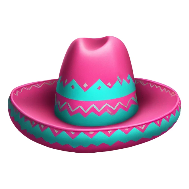 Realistic isolated pink and turquoise  sombrero  sticker