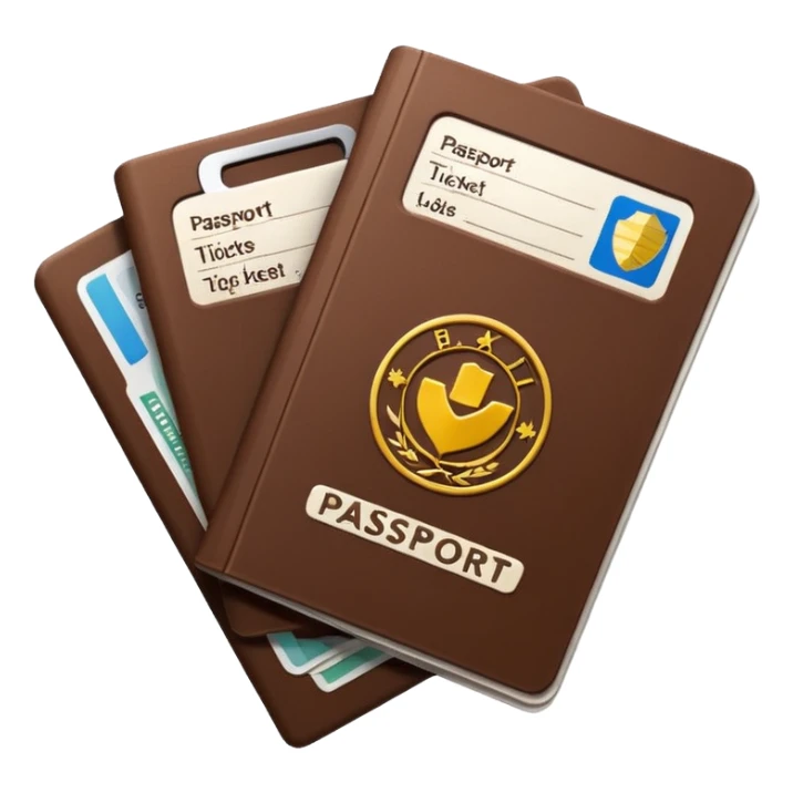 brown passaport and tickets sticker