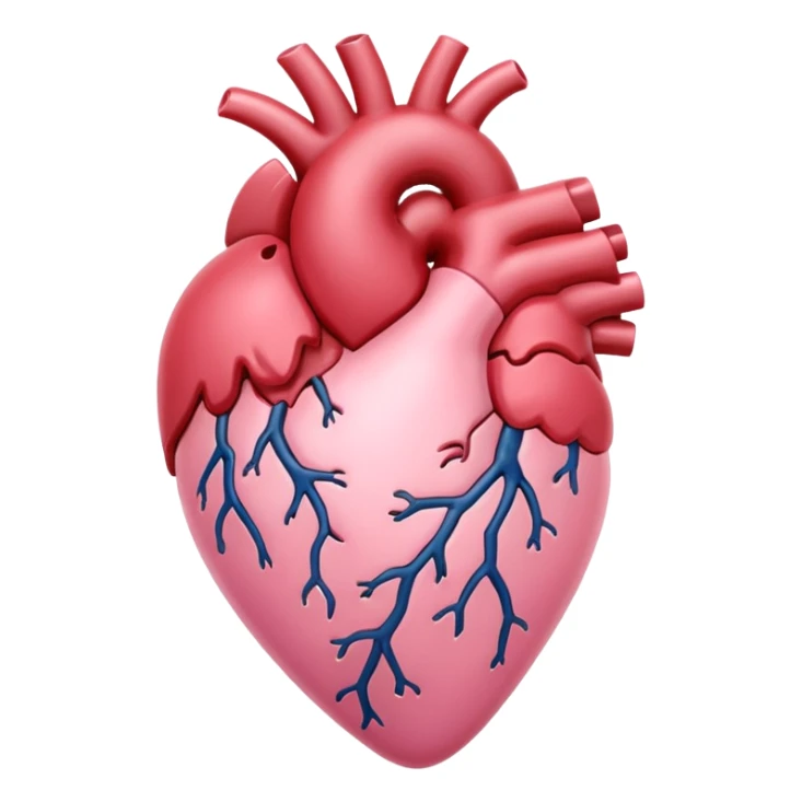 Anatomical heart, soft pink, light, iOS emoji style, variation 1 sticker
