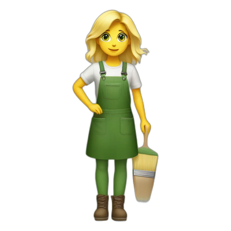 Painter girl with brushes and paints blonde green eye full body sticker