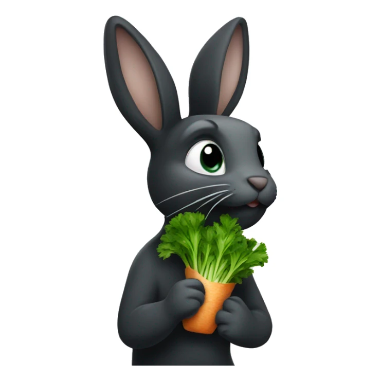 Black bunny eating parsley  sticker