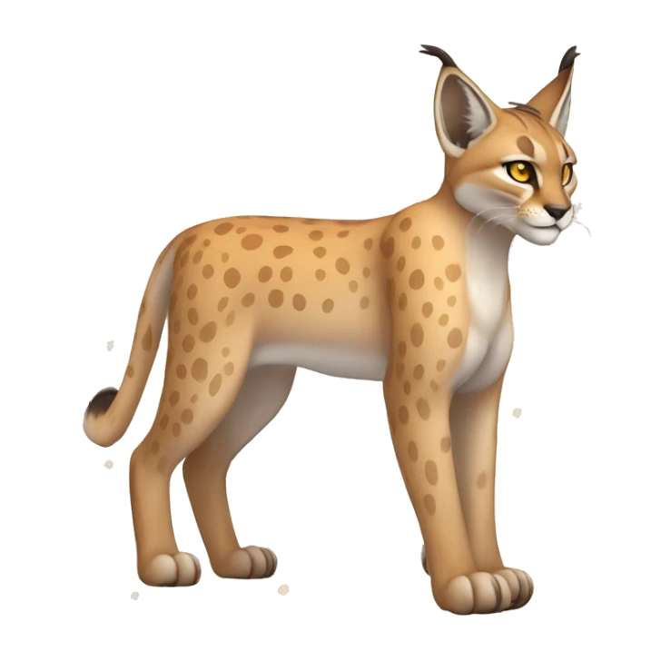 Beige Lynx-Caracal-Fakemon-hybrid with orange points with spots, brown toes, and short tail, full body sticker