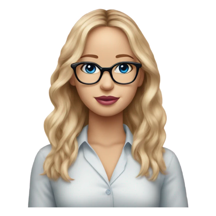 Jennifer Lawrence,  blu eyes wearing glasses and pink kisses sticker