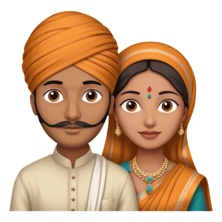 Brown colored Indian Husband with wheatish colored Indian wife sticker