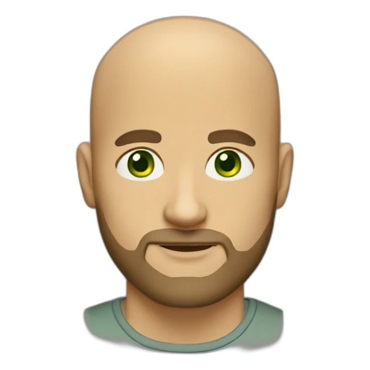 bald man with beard, tan skin, and green eyes sticker