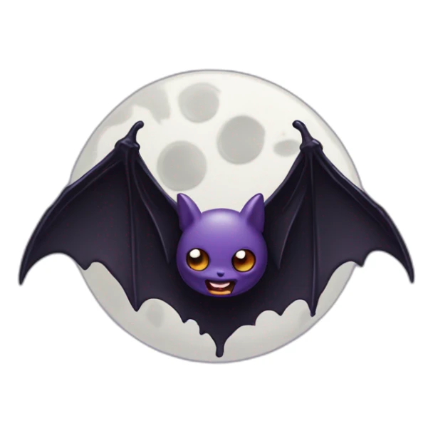 purple black vampire bat wings flying in front of large dripping grey crescent moon sticker