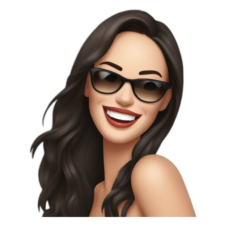 Megan Fox sonriente con lentes bailando sticker