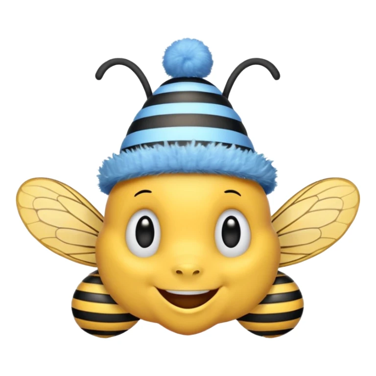 
Bees with blue Birthday Hat, Happy bee with striped party hat sticker