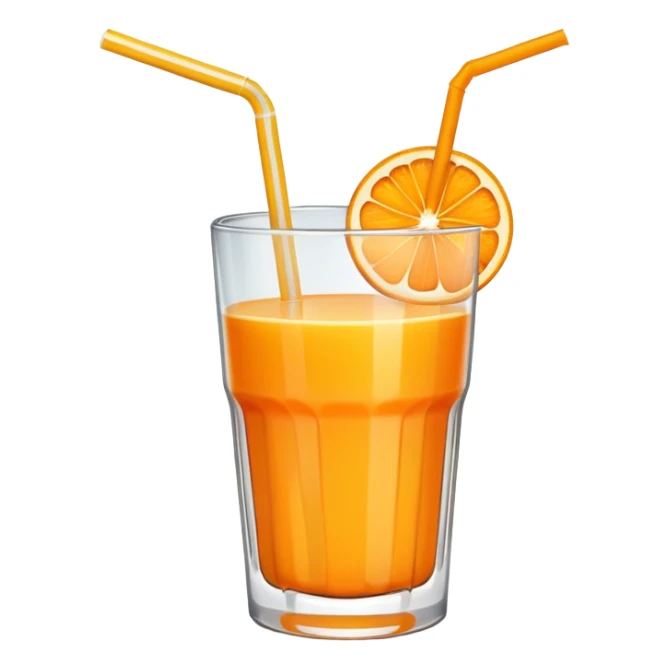 glass of fresh orange juice with straw sticker