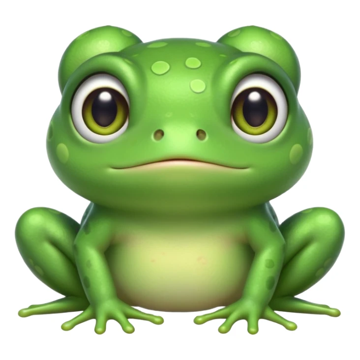 simple kawaii frog whole body, very simple dot eyes, vey big pupils sticker