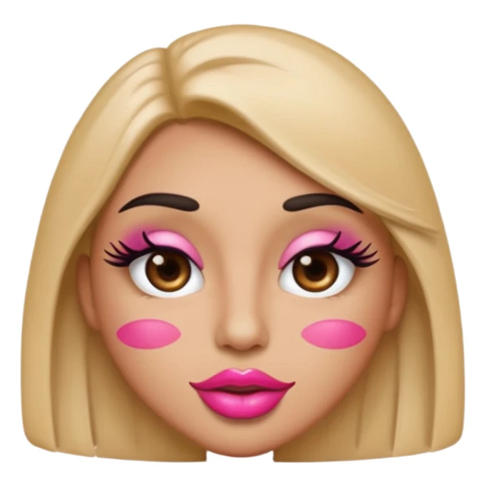 Standard emoji with pink pout lips and thick eyelashes sticker