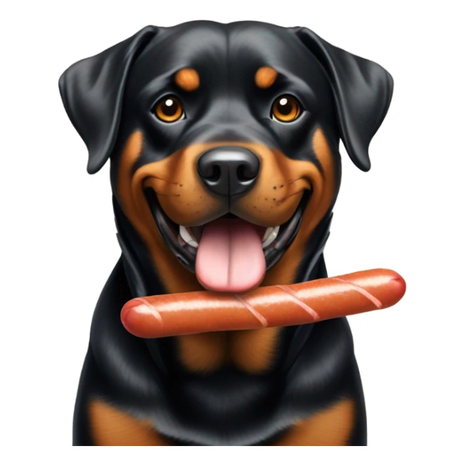 Rottweiler filled up eating sausages sticker