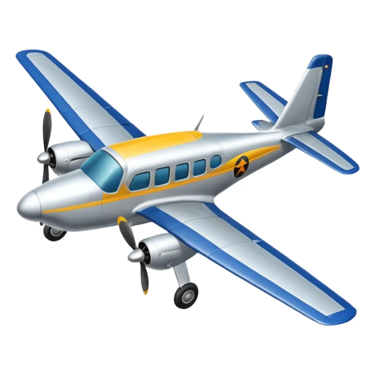 A small propeller plane with a bright painted nose and sturdy landing gear flying low and fast.
 sticker