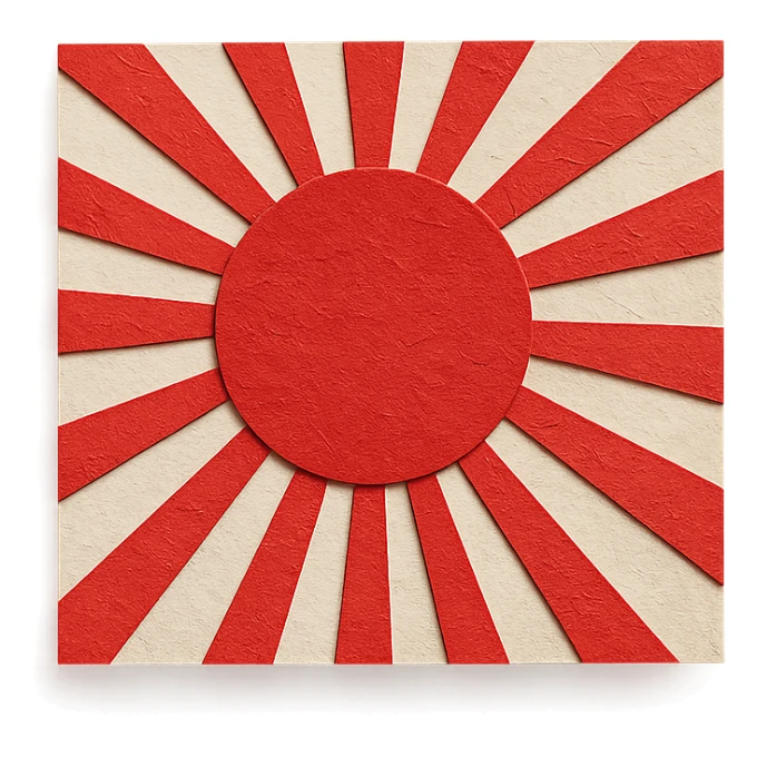 Japanese Empire flag (Rising Sun with rays) paper craft style sticker