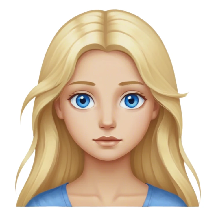  realistic blonde with long hair, blue eyes paints on canvas sticker