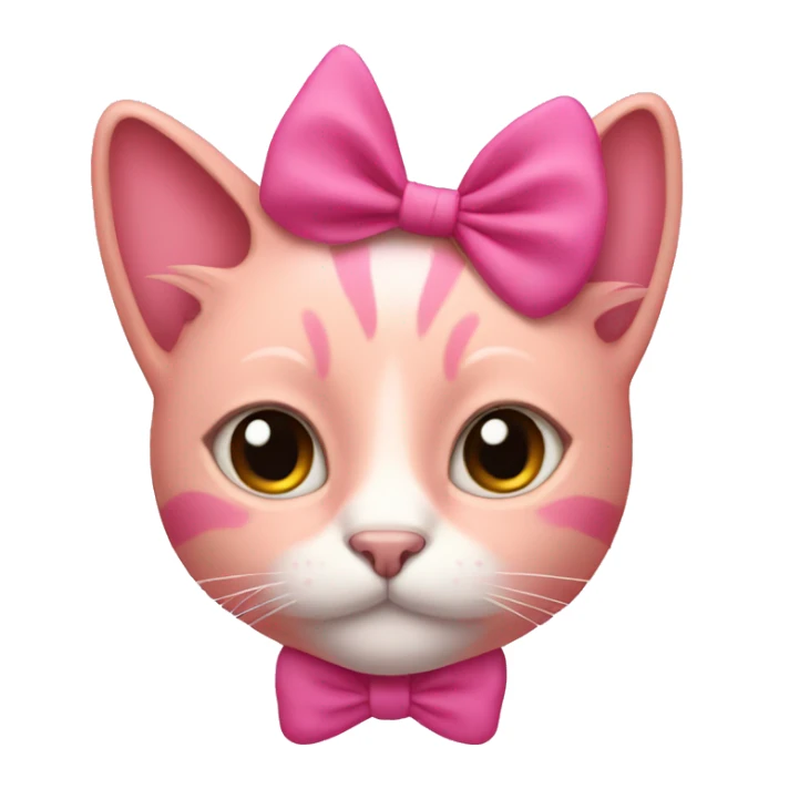 pink cat with bow in hair sticker