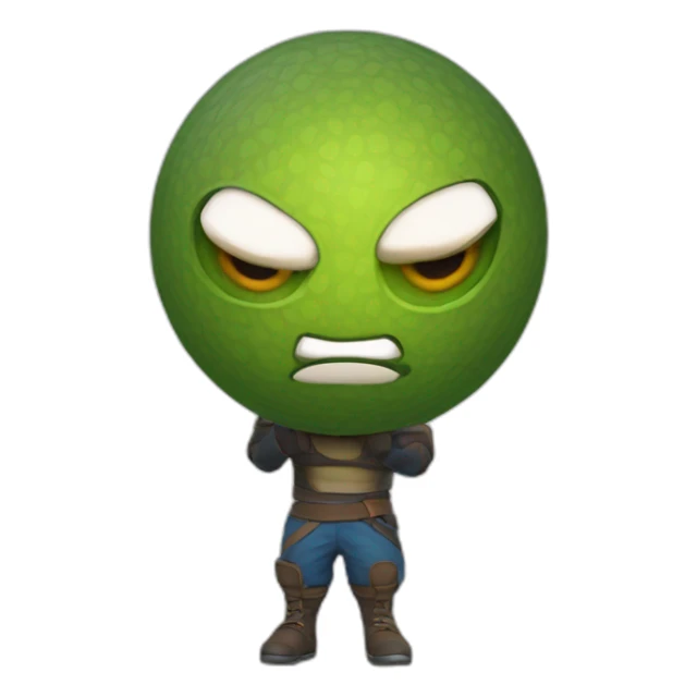 3d sphere with a cartoon Strider skin texture with big courageous eyes sticker