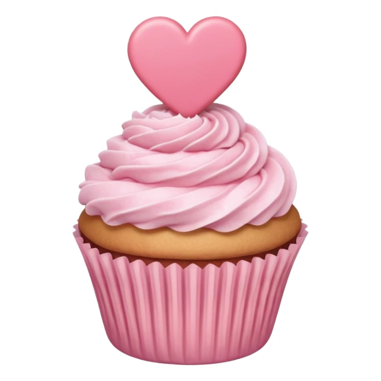 pastel pink cupcake with a heart-shaped topper sticker