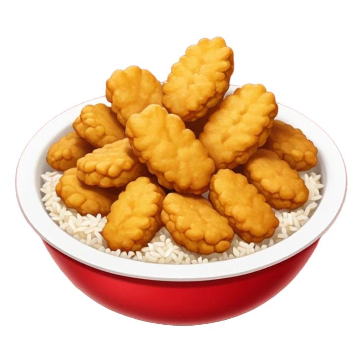 Bol carton de couleur rouge avec nuggets mélanger avec du riz sticker