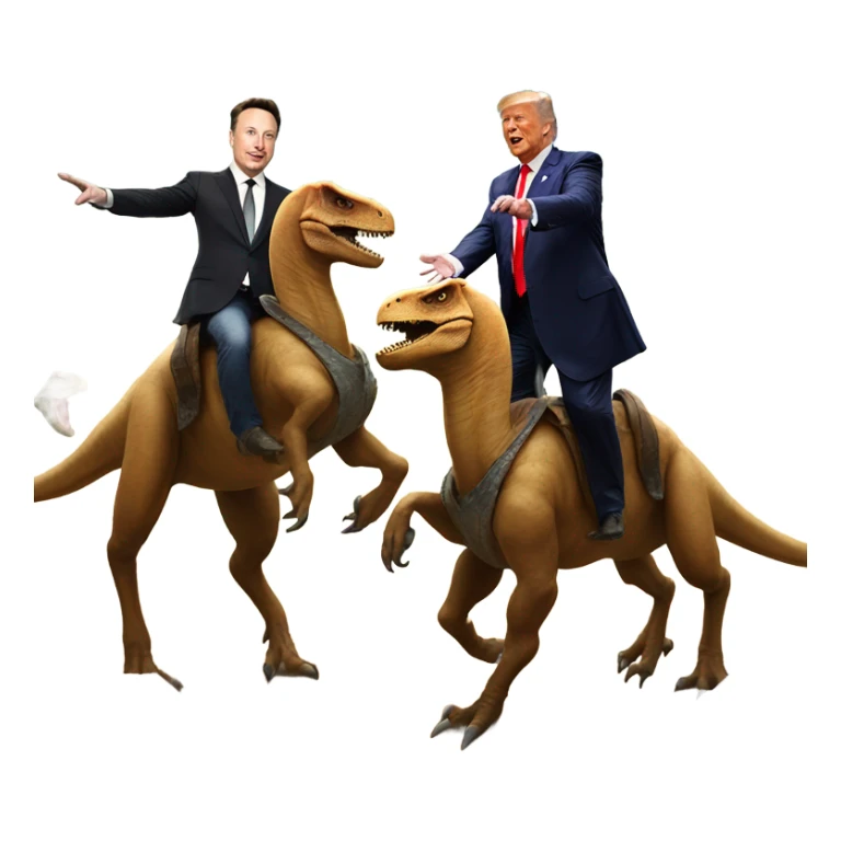 elon musk and trump jousting on dinosaurs  sticker