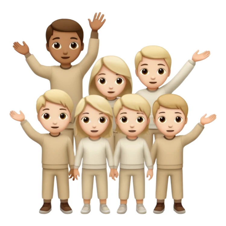 Chaos with children in beige and white clothes  sticker