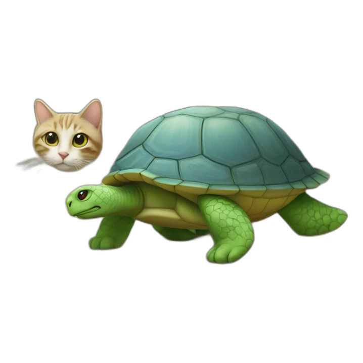 Un chat sur une tortue sticker