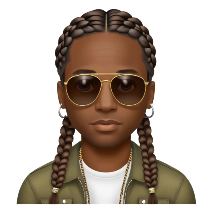 Travis Scott emoji with signature braids and stylish look sticker