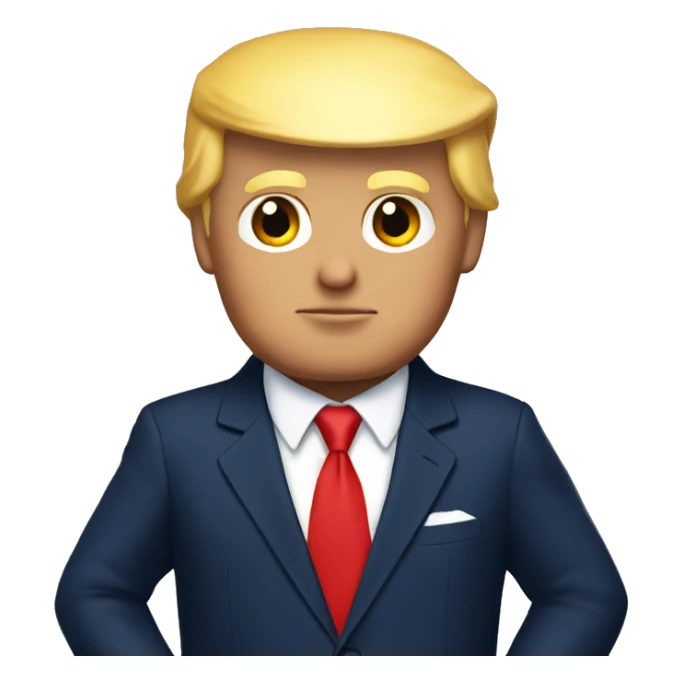 Donald Trump wearing navy suit with a red tie  sticker
