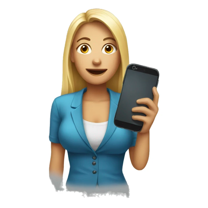woman showing big phone sticker