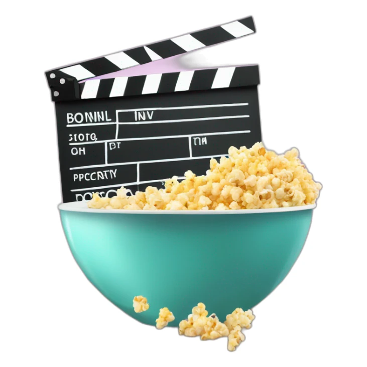 CLAPPERBOARD AND BOWL OF POPCORN sticker