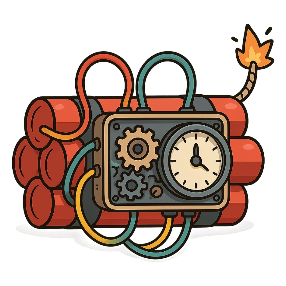 time bomb, illustration style, transparent background sticker