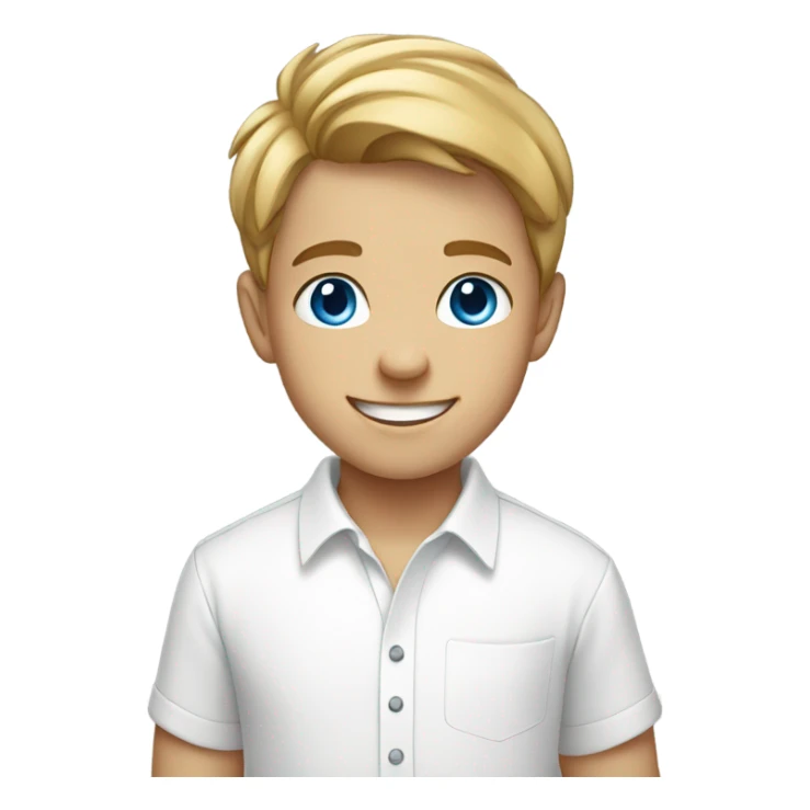 smiling boy with blue eyes in white shirt sticker