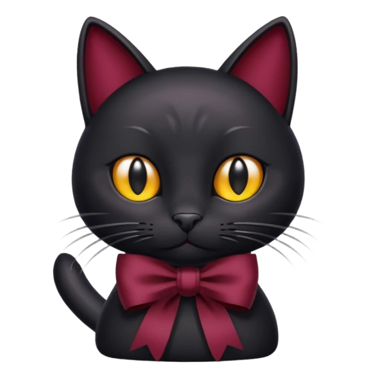 Black cat with burgundy 🎀 sticker