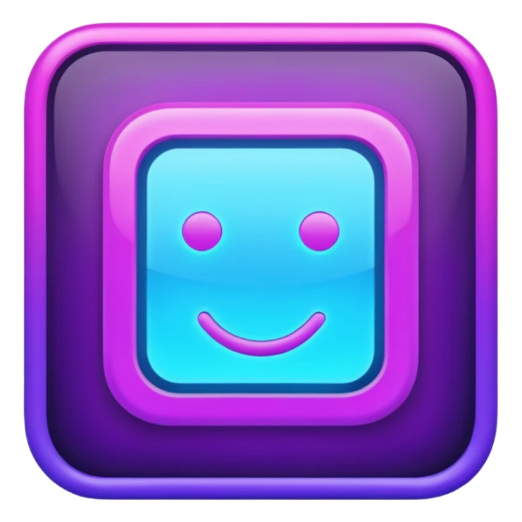 A glowing neon square in shades of blue and purple sticker
