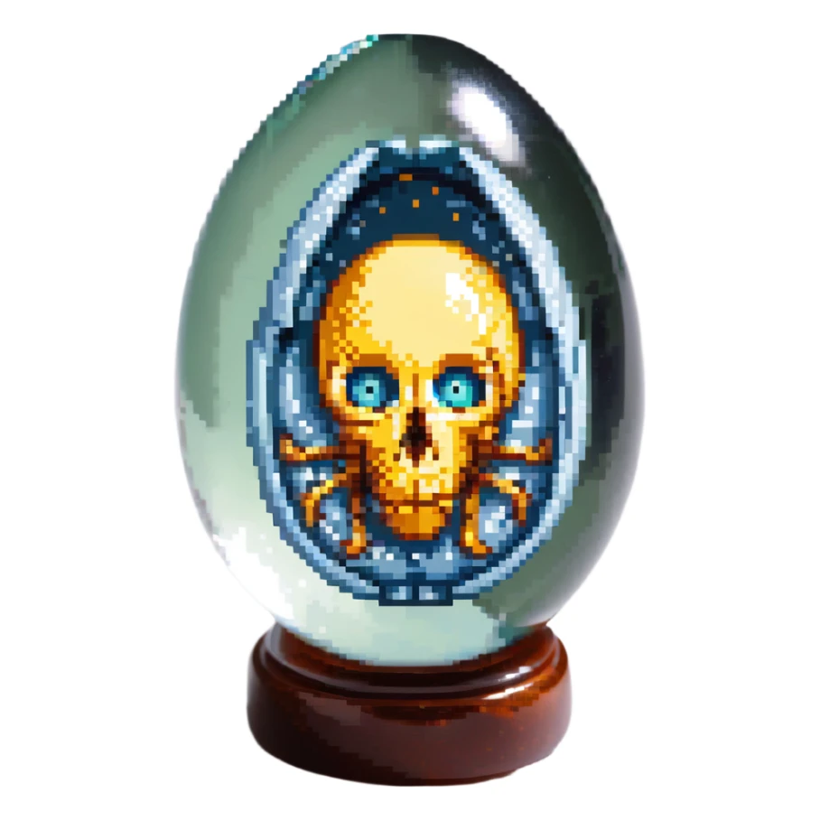 cranial, eye, MRI, SCAN, egg, embryonic, inside of glass egg, dark creature, eerie, otherworldly, crystal embryo, tiny embryo. fetoid shape sticker