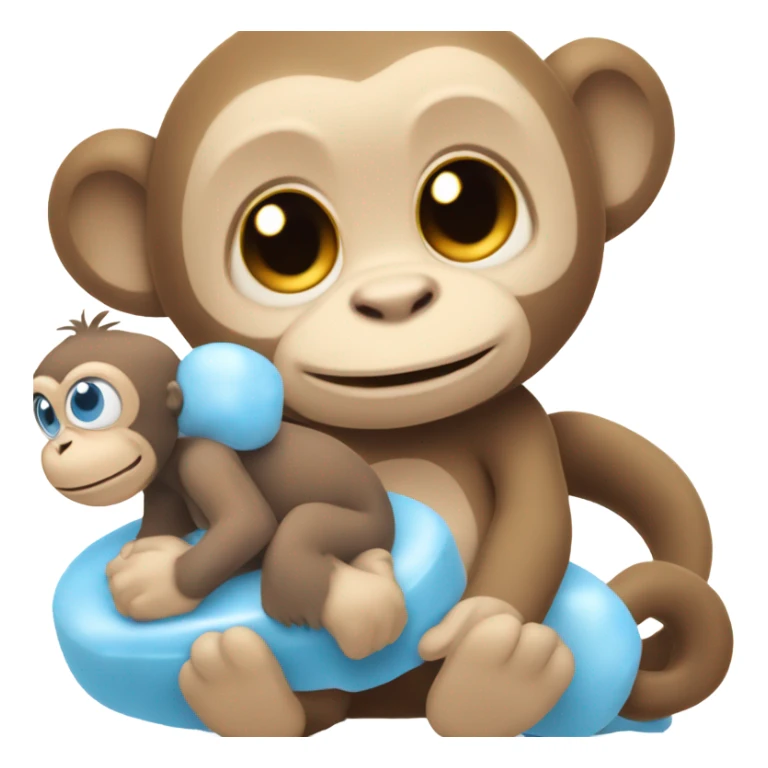 Light brown body, light blue eyes, baby monkey, jellycat stuffed animal sticker