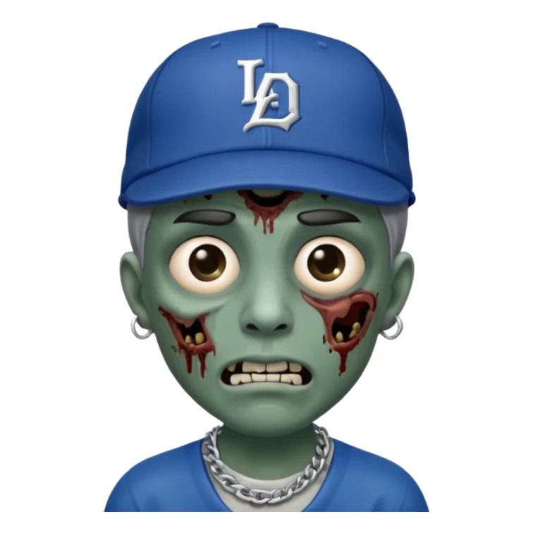 Zombie cerrando un ojo con gorra de los Dodgers y cadena de plata  sticker